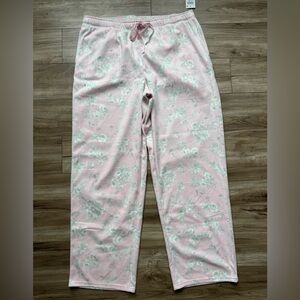 WOMEN'S PRINTED FLEECE PAJAMA PANTS, CREATED FOR MACY'S PRETTY FLORAL SIZE L NEW
